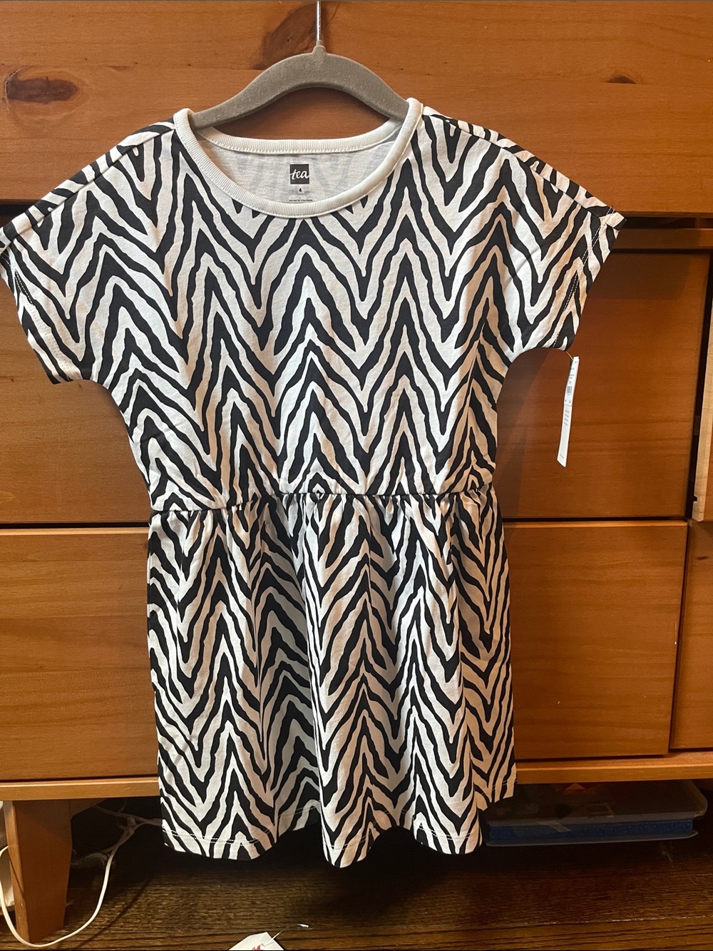 Tea Collection Black and White Zebra Print Casual Dress